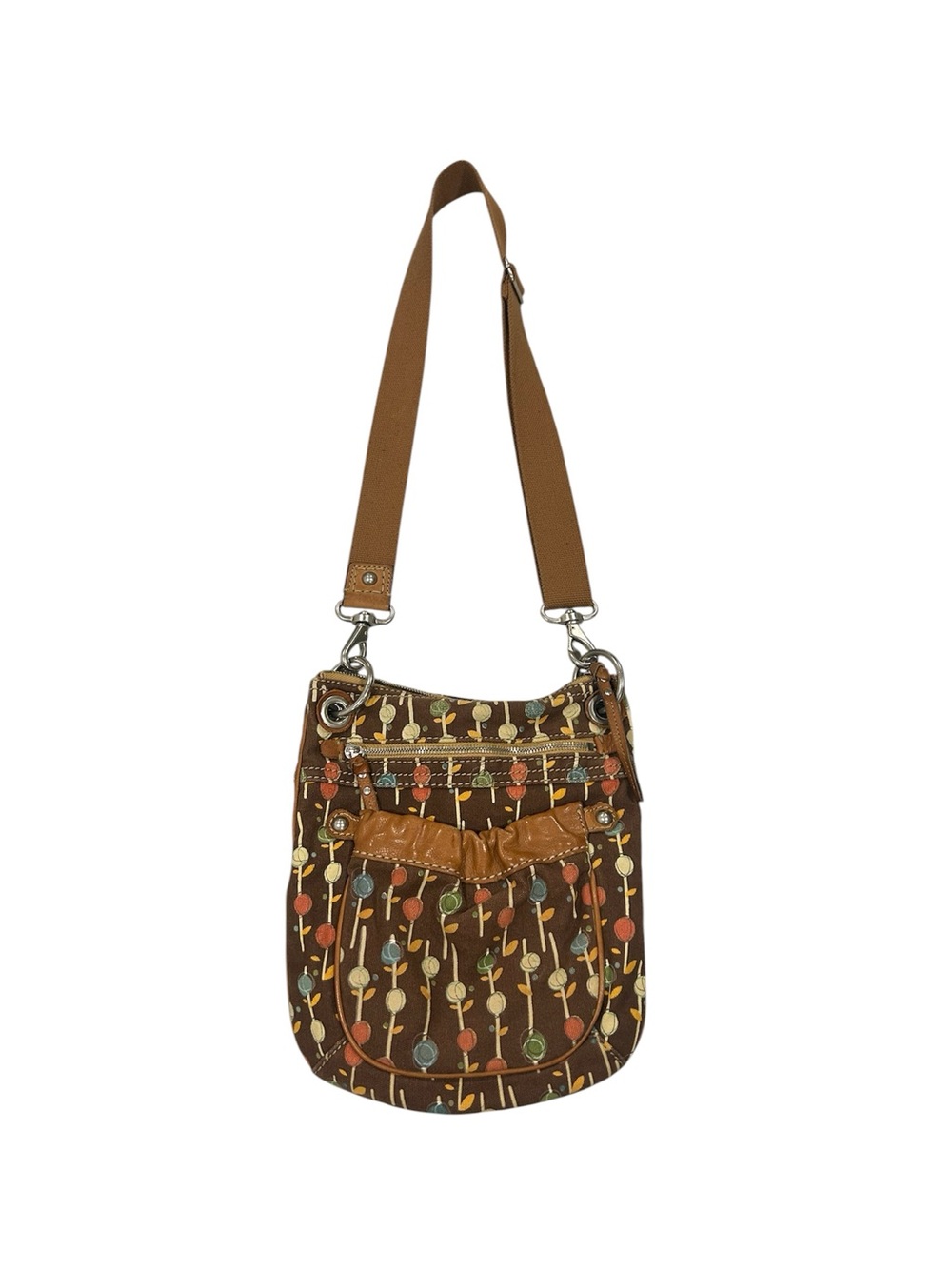 Fossil Patterned Crossbody Bag with leather trim